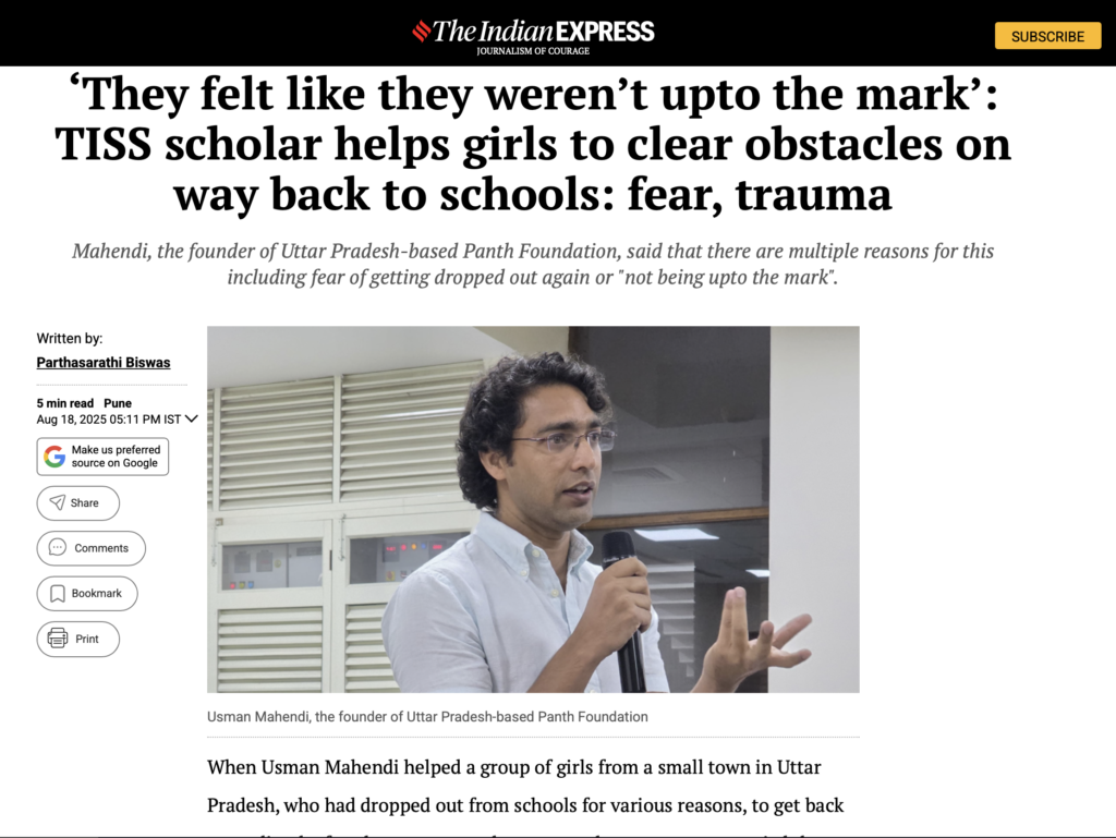 ‘They felt like they weren’t upto the mark’: TISS scholar helps girls to clear obstacles on way back to schools